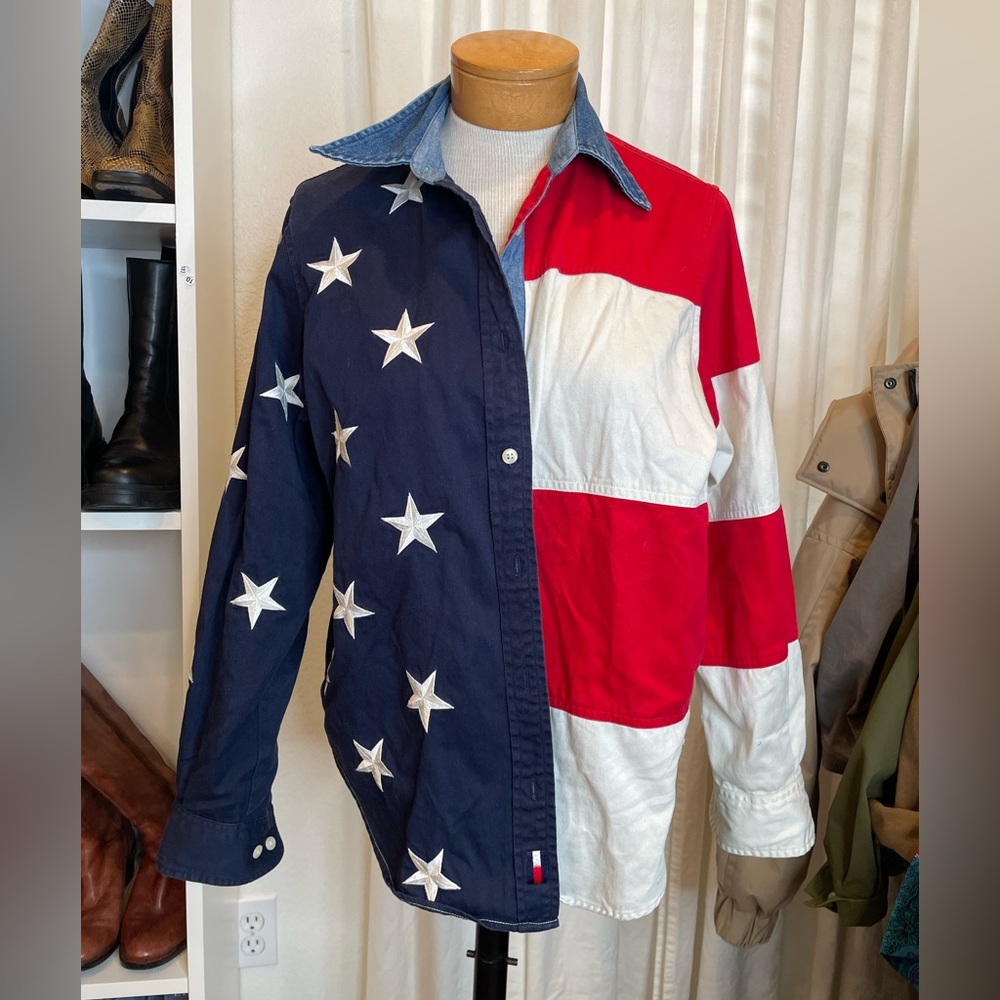 Tommy Hilfiger Patriotic Patchwork denim shirt Size 4